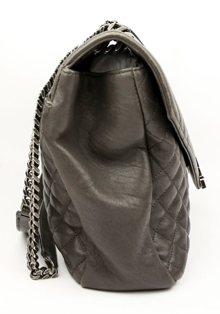 Saint Laurent Gray Quilted Leather Shoulder Bag